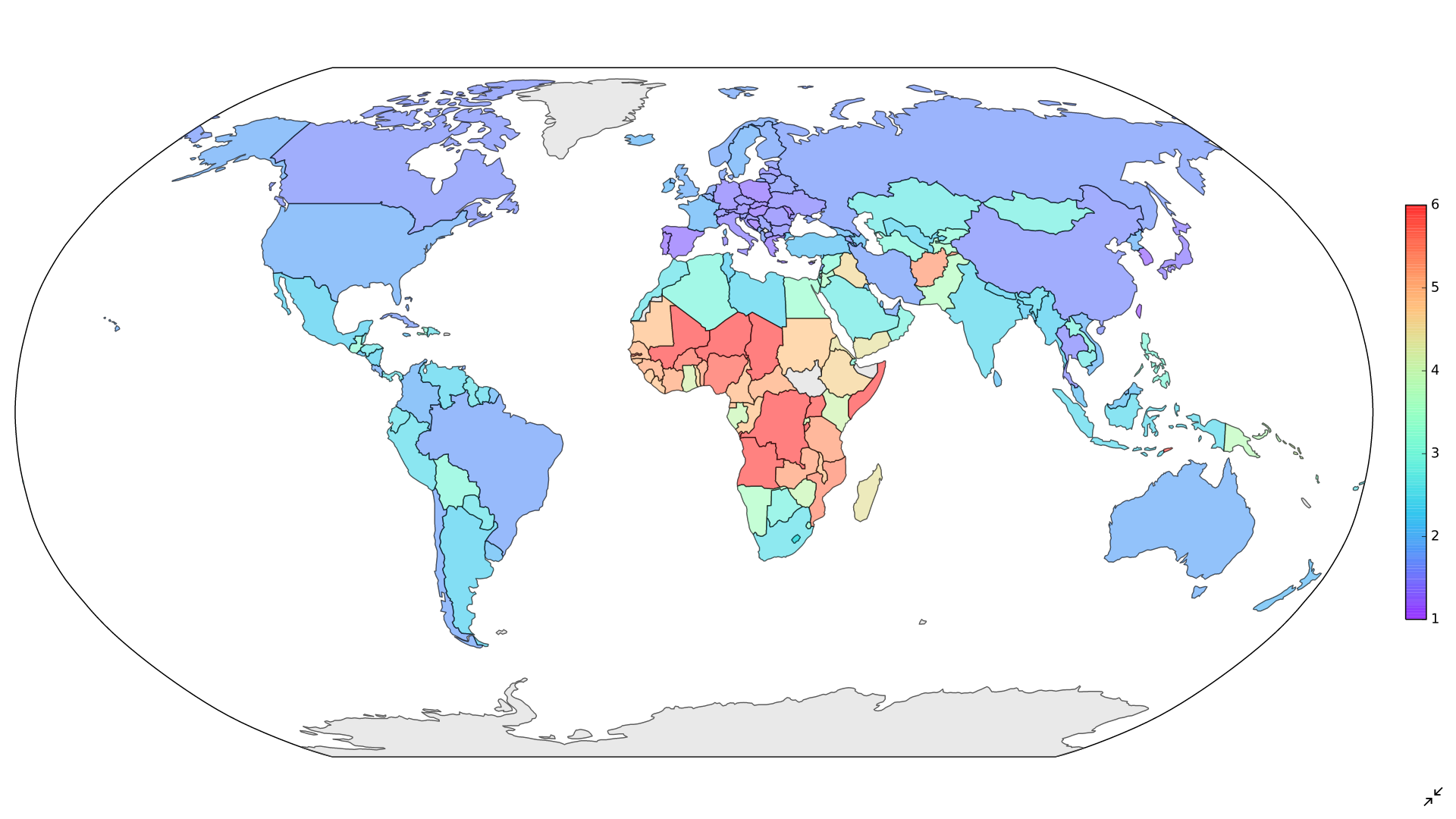 Оон 2010. Карта фертильности. Birth rate by Country Map.