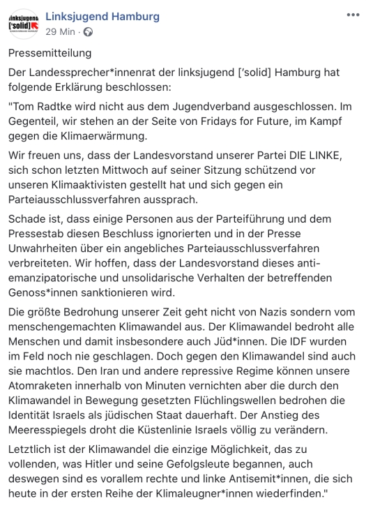 Pressemitteilung Linksjugend Hamburg